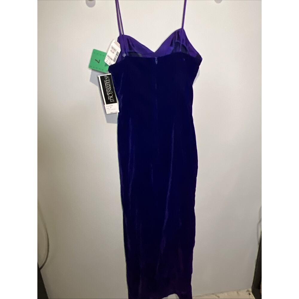 NWT Vintage Steppin’Out Purple Velvet Strappy Body Con Long Dress Prom Wedding - Picture 4 of 7
